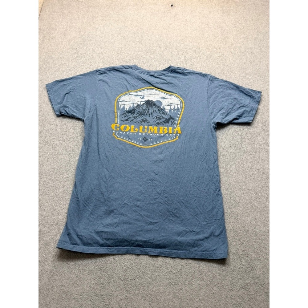 Columbia Mens Blue Greater Outdoor Gear Mountain Graphic T-Shirt Size L